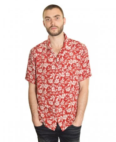 Red Hawaii Print Short Sleeve Shirt