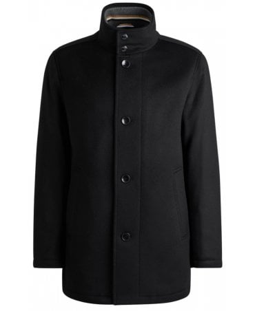 Relaxed-fit short coat in wool and cashmere