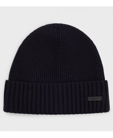 Ribbed beanie hat in virgin wool