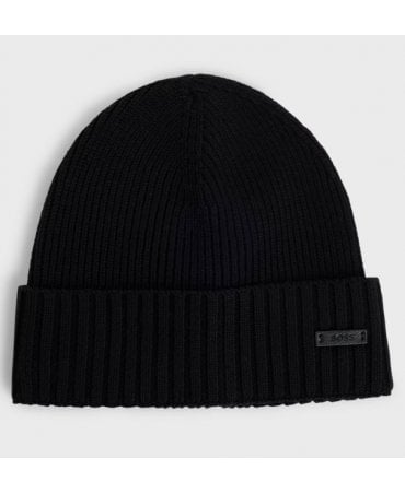 Ribbed beanie hat in virgin wool