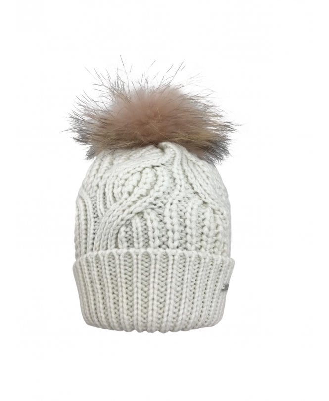 RINO & PELLE White Knitted Pom Pom Hat - Hats from Jonathan Trumbull UK