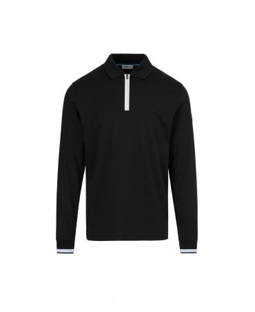 SILICONE ZIP BLACK L/S POLO