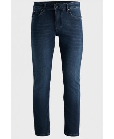 Slim-fit jeans in blue knitted stretch denim