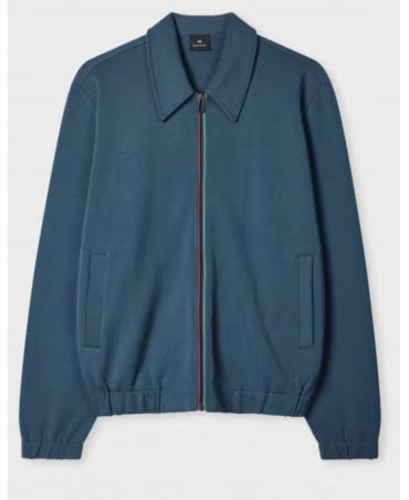 Steel Blue Cotton-Modal Zip-Front Sweatshirt
