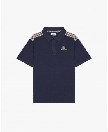 STRIPES PIQUET NAVY POLO