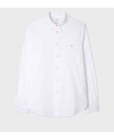 Tailored-Fit White 'Stitch Stripe' Oxford Shirt