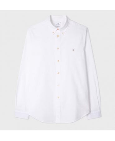Tailored-Fit White 'Stitch Stripe' Oxford Shirt
