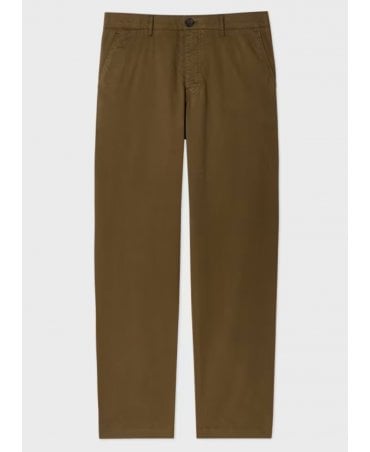 Tapered-Fit Khaki Stretch-Cotton Chinos