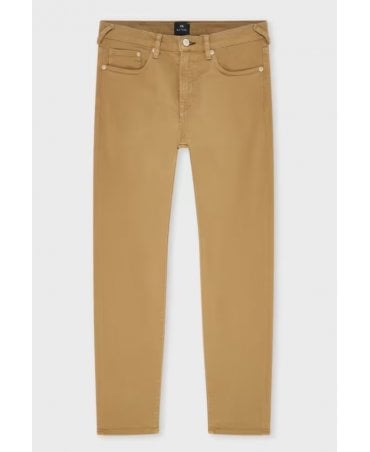 Tapered-Fit Light Tan Garment-Dyed Organic Cotton-Stretch Jeans