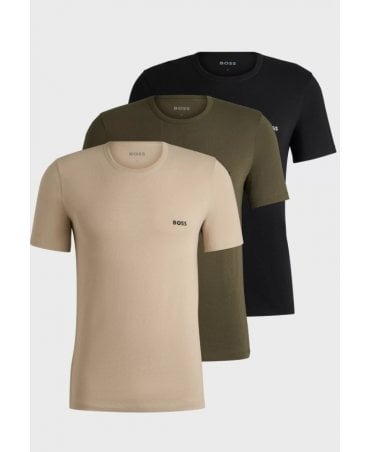 Three-pack of cotton underwear T-shirts with logos
