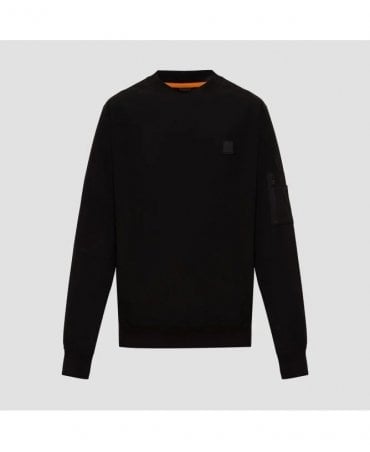 WE_NYLONFRONT BLACK SWEATSHIRT