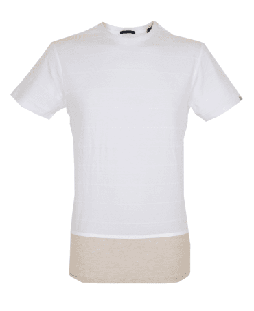 White And Beige Combined T-Shirt