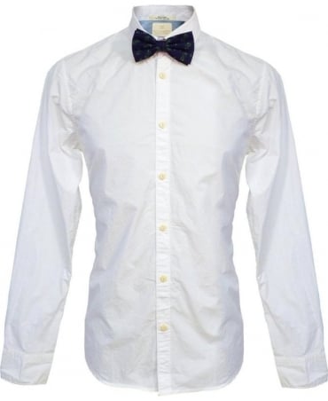 White & Pineapple Print Bow Tie 20002 Shirt