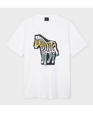 White 'Zebra Cutout' Print T-Shirt